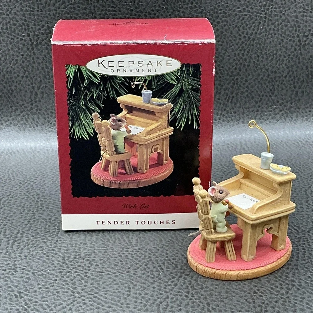 Vintage 1995 Hallmark Keepsake Wish List Mouse Ornament Tender Touches W Box